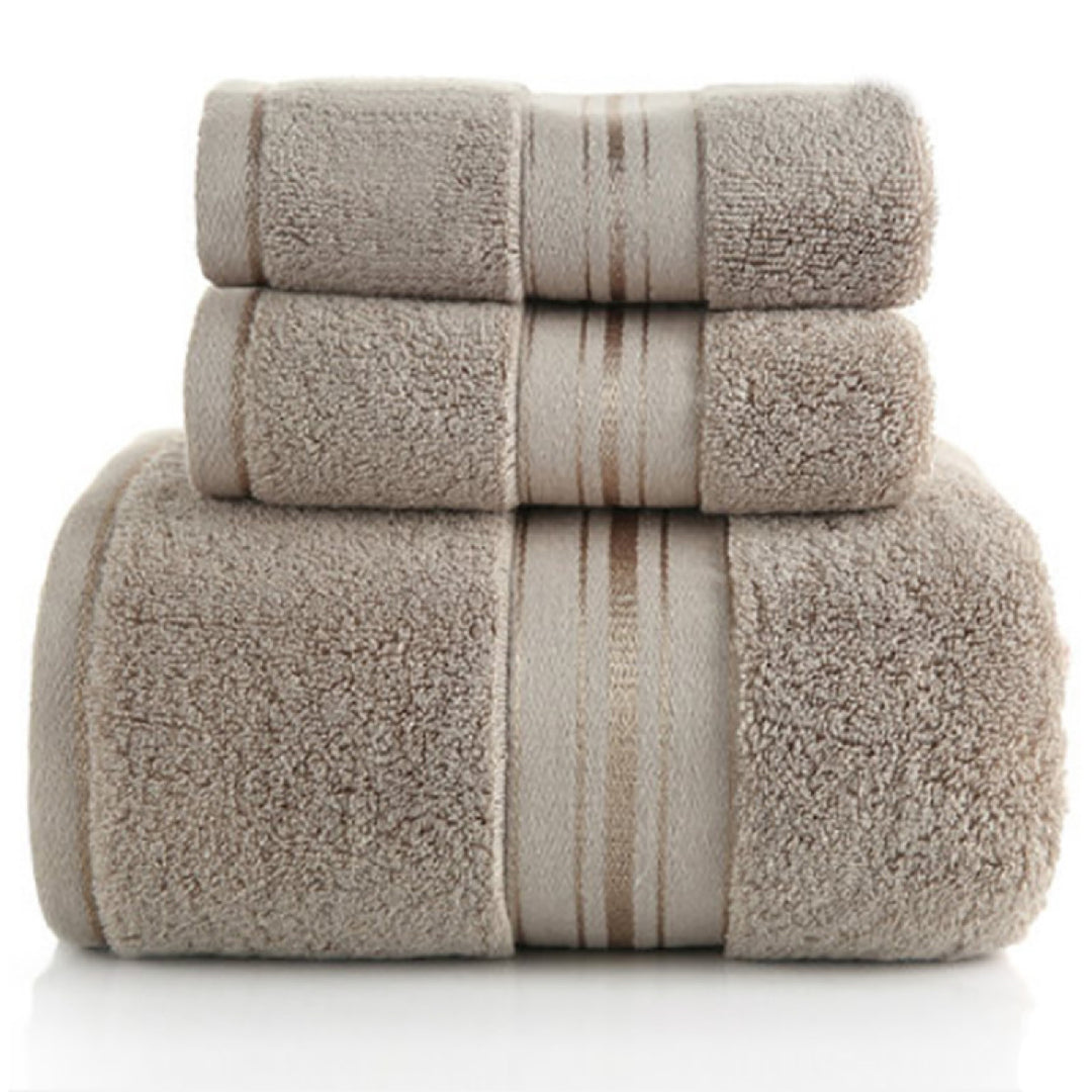Bathroom Towels with Striped Border Detail