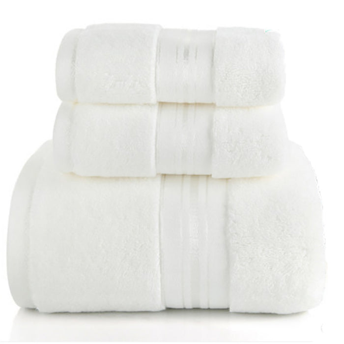 Bathroom Towels with Striped Border Detail