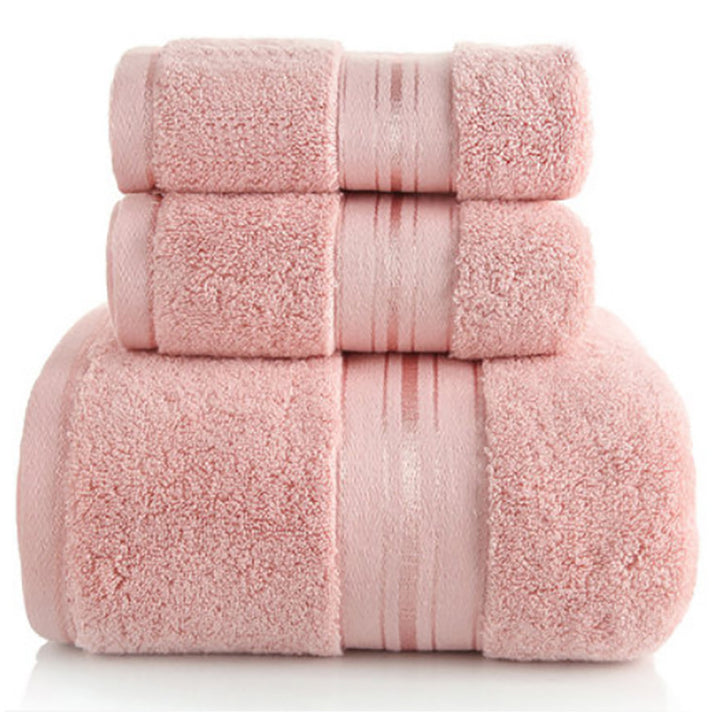 Bathroom Towels with Striped Border Detail
