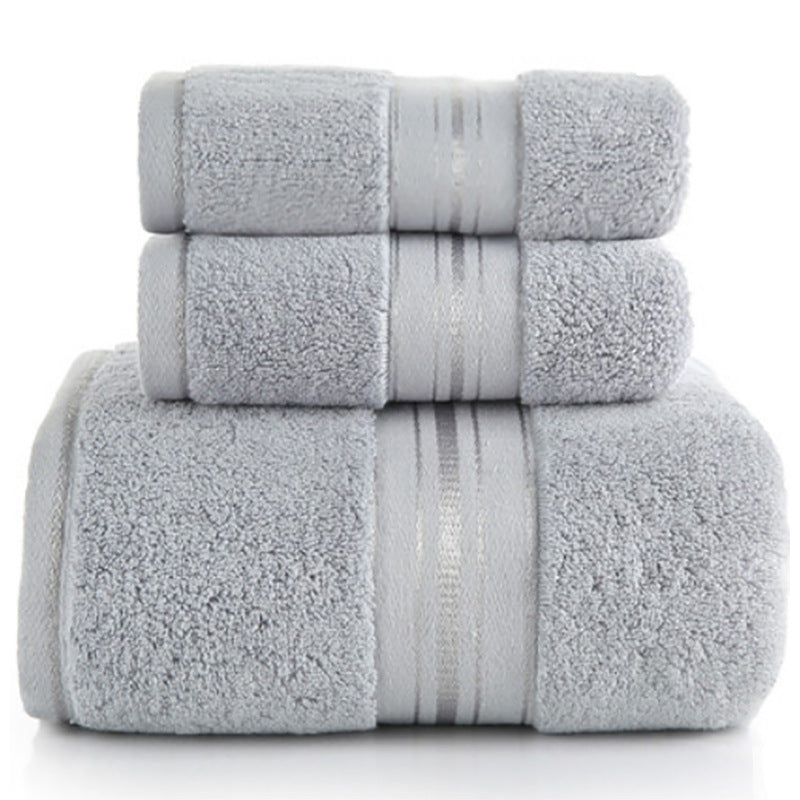 Bathroom Towels with Striped Border Detail